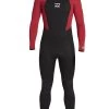 BILLABONG INTRUDER 5/4 MM BACK ZIP BOYS RED