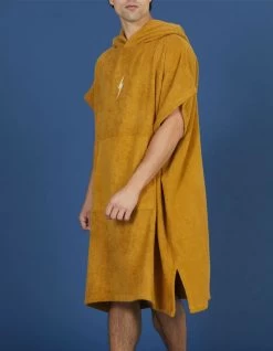 LIGHTNING BOLT PONCHO GOLDEN BROWN -Freedom Wave Shop lightning bolt poncho in spugna adulto golden brown 2