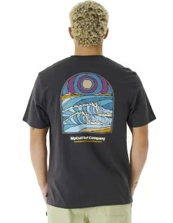 RIP CURL BLAZED AND TUBED TEE WASHED BLACK