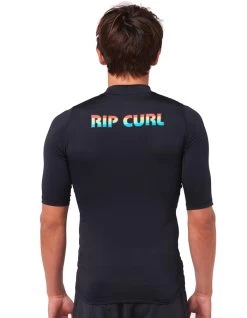 RIP CURL ICON PERF SHORT SLEEVE UV TEE BLACK -Freedom Wave Shop rip curl lycra icon perf black 1