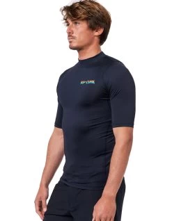 RIP CURL ICON PERF SHORT SLEEVE UV TEE BLACK -Freedom Wave Shop rip curl lycra icon perf black 2