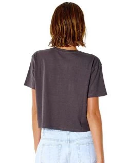 RIP CURL ON THE COAST CROP TEE WASHED BLACK -Freedom Wave Shop rip curl on the coast crop tee donna washed black