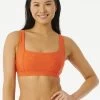RIP CURL TOP PREMIUM SURF D CUP CROP HOT ORANGE