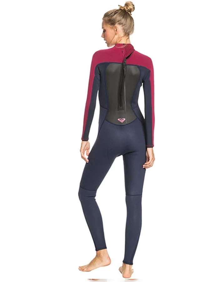 ROXY 4/3 PROLOGUE BACK ZIP WETSUIT FOR WOMEN BLUE RED - Image 4