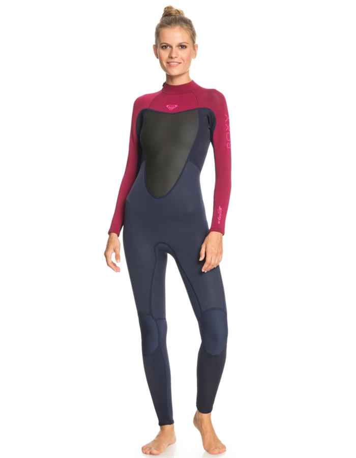 ROXY 4/3 PROLOGUE BACK ZIP WETSUIT FOR WOMEN BLUE RED - Image 2
