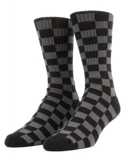 VANS CHECKERBOARD CREW SOCKS BLACK CHARCOAL -Freedom Wave Shop vans calzettoni checkerboard black charcoal 2