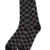 VANS CHECKERBOARD CREW SOCKS BLACK CHARCOAL