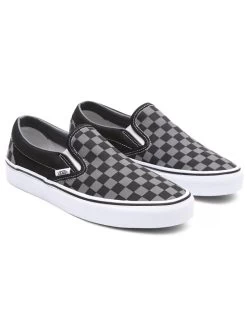 VANS CHECKERBOARD CLASSIC SLIP-ON SHOES BLACK PEWTER -Freedom Wave Shop vans scarpe classic slip on black pewter checkerboard