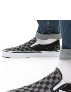 VANS CHECKERBOARD CLASSIC SLIP-ON SHOES BLACK PEWTER -Freedom Wave Shop vans scarpe classic slip on black pewter checkerboard 2