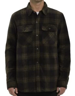 VOLCOM BOWERED FLEECE LONG SLEEVE SHIRT BISON