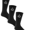 VOLCOM FULL STONE SOCKS BLACK 3 PACK
