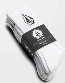VOLCOM FULL STONE SOCKS WHITE 3 PACK -Freedom Wave Shop volcom full stone calzini pacco da 3 white 2